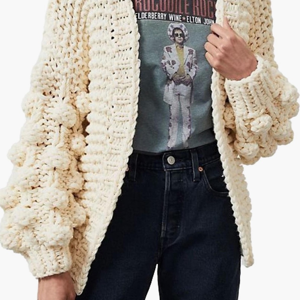 SAACHI Cream Chunky Knit Cardigan